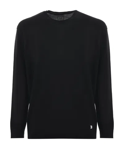 C.p. Company Round Collar Long Sleeve Sweater In Black