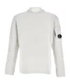 C.p. Company Round Neck Fleece Knit Sweater In White