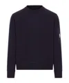 C.p. Company Black Diagonal Raised Fleece Crewneck Lens Sweatshirt In Black