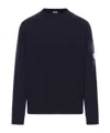 C.p. Company Diagonal Raised Fleece Crew Neck Sweatshirt In Black