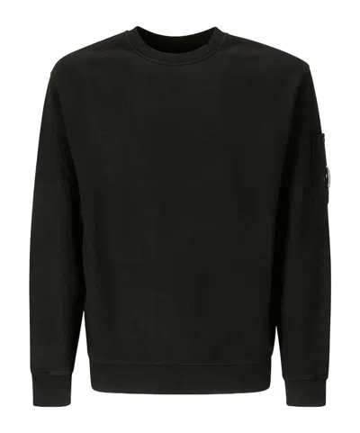 C.p. Company Lens Detailed Crewneck Sweatshirt In Black