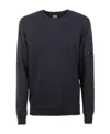 C.p. Company Cp Company Diagonal Raised Fleece Crew Neck Lens Sweatshirt In Black