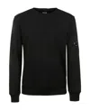 C.p. Company Cp Company Diagonal Raised Fleece Crew Neck Lens Sweatshirt In Black