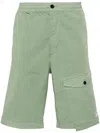 C.p. Company Sage Green Twill Stretch Shorts In Green