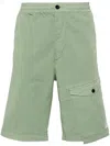 C.p. Company Sage Green Twill Stretch Shorts In Green