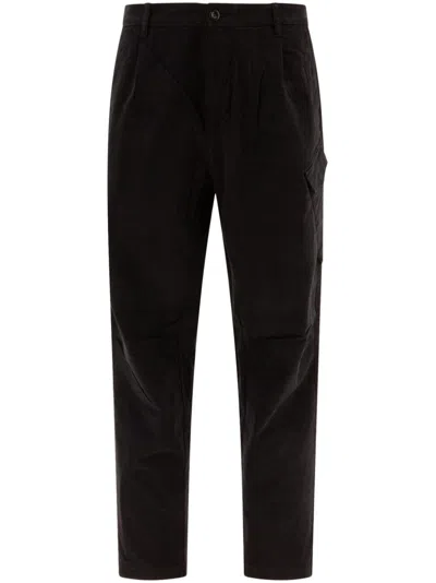 C.p. Company Stretch Sateen Cargo Trousers In Black