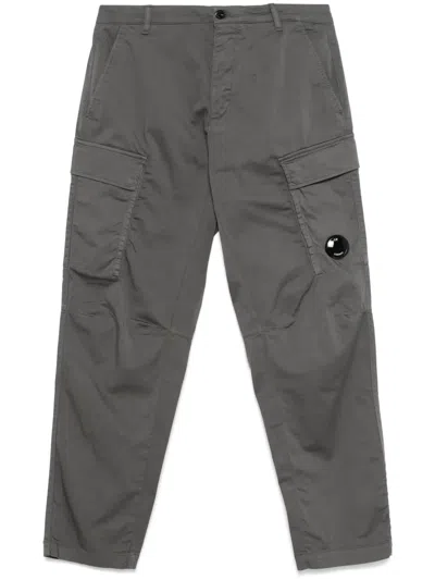 C.p. Company Sateen Cargo Trousers In Grey