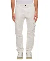 C.p. Company White Cargo Pants With Lens Motif On The Leg In Cotton Man