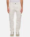 C.p. Company Sateen Stretch Cargo Lens Pants In White