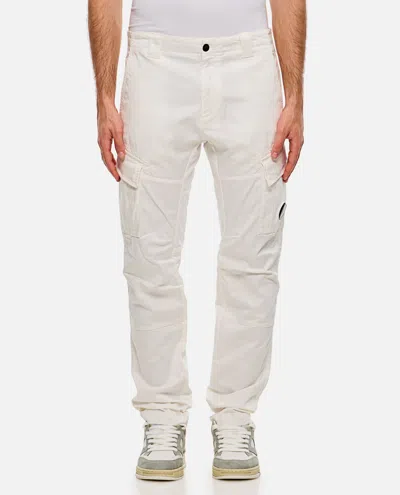 C.p. Company Sateen Stretch Cargo Lens Pants In White