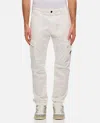 C.p. Company White Cargo Pants With Lens Motif On The Leg In Cotton Man In White