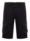 C.p. Company Cp Company Stretch Cotton Satin Cargo Shorts In Black