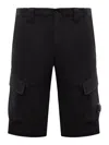 C.p. Company Cp Company Stretch Cotton Satin Cargo Shorts In Black
