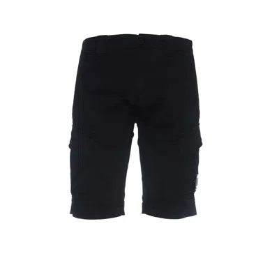 C.p. Company Sateen Stretch Cargo Shorts With Flap Pockets In Black