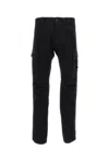 C.p. Company Streamlined Black Cargo Pants With Functional Pockets And Logo Detail In Black