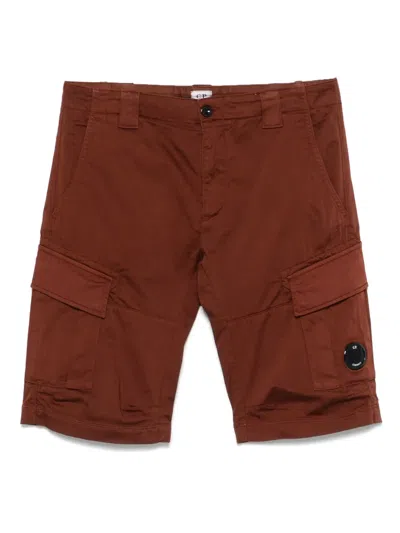 C.p. Company Satin Cargo Shorts In 褐色