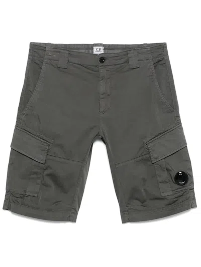 C.p. Company Satin Cargo Shorts In Grey