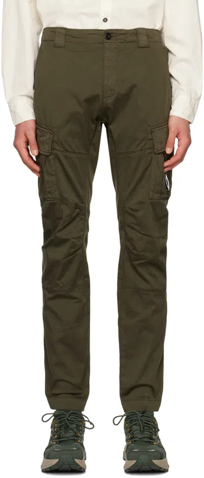 C.p. Company Satin Stretch Cargo Pants In Green