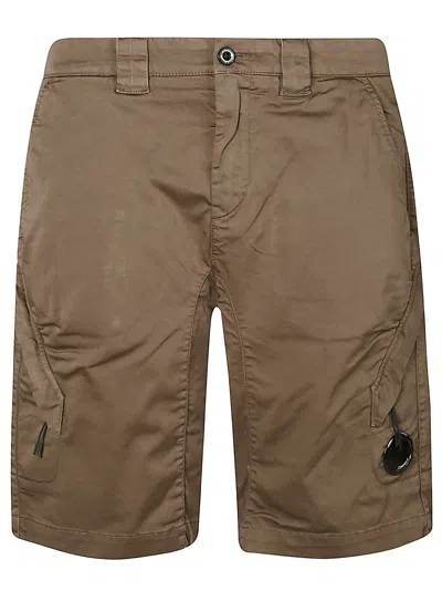 C.p. Company Satin Stretch Cargo Shorts In Ivy Green