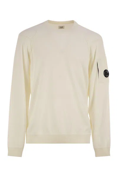 C.p. Company Sea Island Cotton Crew-neck Jumper In Neutral