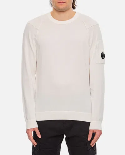 C.p. Company Sea Island Crew Neck Lens Knit In White