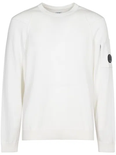 C.p. Company Knitwear Crew Neck In Merino Wool Felted Clothing In White
