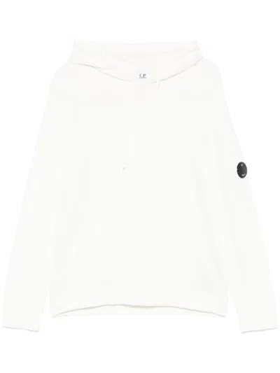 C.p. Company Sea Island Lens-detail Hoodie In Weiss