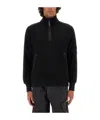 C.p. Company Semi-zipper Sweater In Black