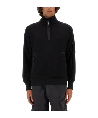 C.p. Company Semi-zipper Sweater In Black