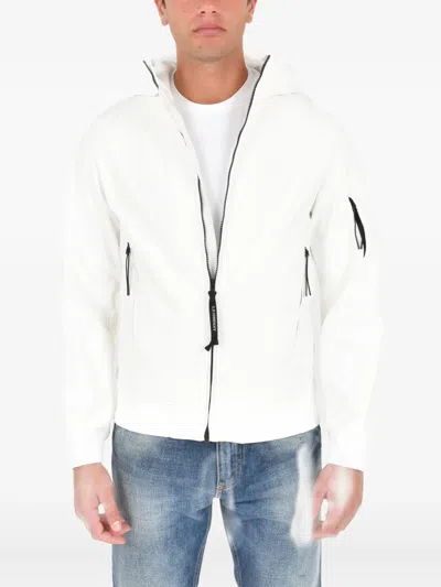 C.p. Company Shell-r Hooded Zip Jacket In White
