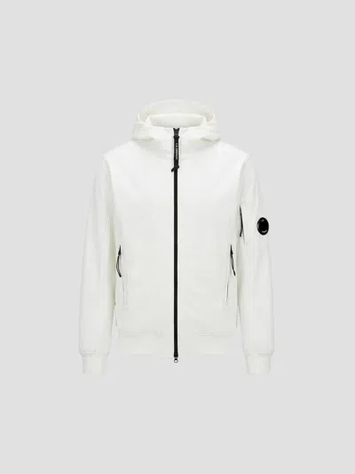 C.p. Company Cp Company Shell-r Hooded Lens Jacket In Gauze White