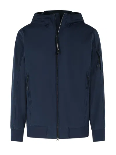 C.p. Company Shell-r Hooded Lens Jacket Total Eclipse In Blue