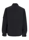C.p. Company Black Jacket With Classic Collar And Logo Plaque On The Sleeve In Black