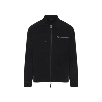 C.p. Company Signature Lens Corduroy Overshirt In Black