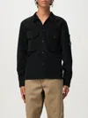 C.p. Company Textured Corduroy Overshirt With Pointed Collar In Black