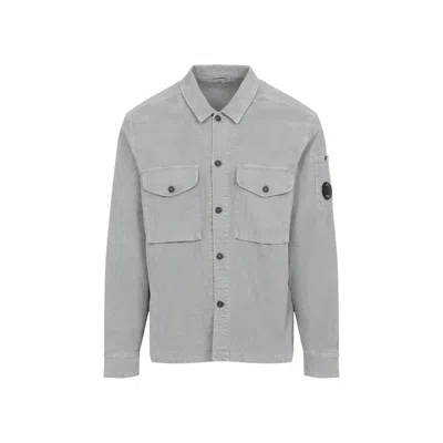 C.p. Company Corduroy Light Grey Cotton Overshirt In Gray
