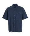 C.p. Company Blue Shirt With Classic Collar And Logo Lettering Embroidery On The Front In Blue