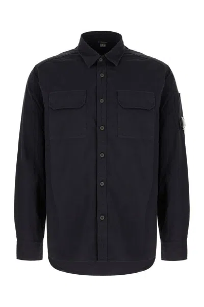 C.p. Company Cp Company Organic Gabardine Buttoned Lens Shirt In Black