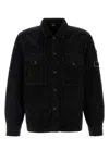 C.p. Company Textured Corduroy Overshirt With Pointed Collar In Black