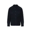 C.p. Company Textured Corduroy Overshirt With Pointed Collar In Blue
