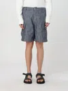 C.p. Company Chambray Cargo Shorts With Adjustable Waist In Blue
