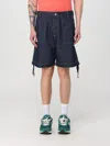 C.p. Company Cotton Denim Shorts With Concealed Button Fly In Blue