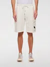C.p. Company Cotton Diagonal Fleece Cargo Shorts In White