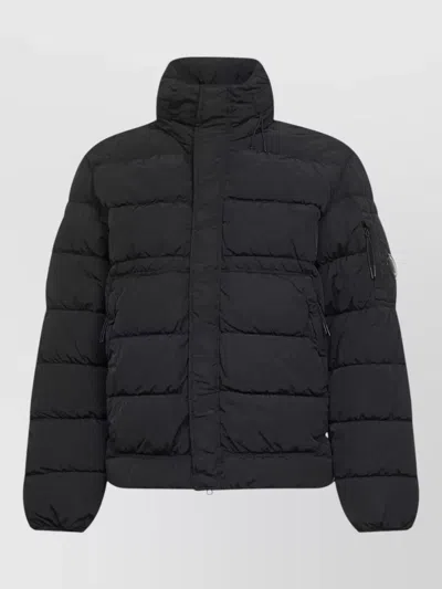 C.p. Company Short Down Jacket High Collar Cuffs In Animal Print