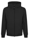 C.p. Company Short Jacket With Hood And Distinctive Lens Logo In Black