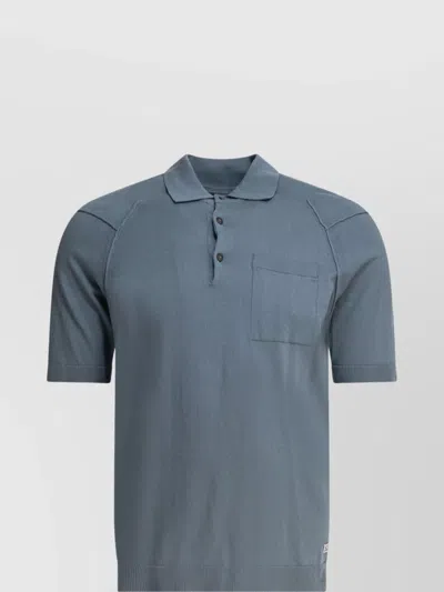C.p. Company Short Sleeve Polo Shirt With Ribbed Collar In Blue