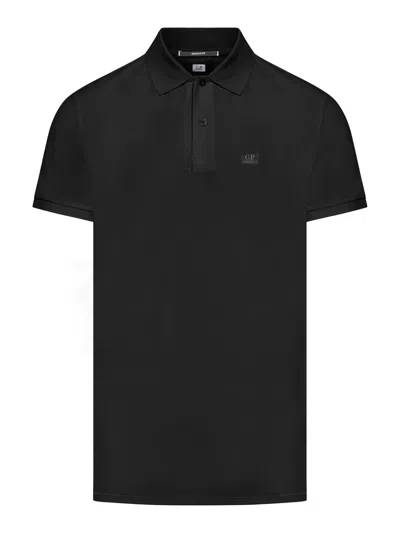 C.p. Company Short Sleeve Polo With Logo In Black