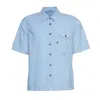C.p. Company Short Sleeve Popeline Shirt With Classic Collar In Blue