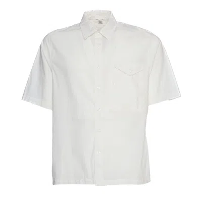 C.p. Company Short Sleeve Popeline Shirt With Classic Collar In White