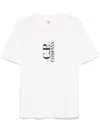 C.p. Company White T-shirt With Vertical Logo Printed On The Front In Cotton Man In White
